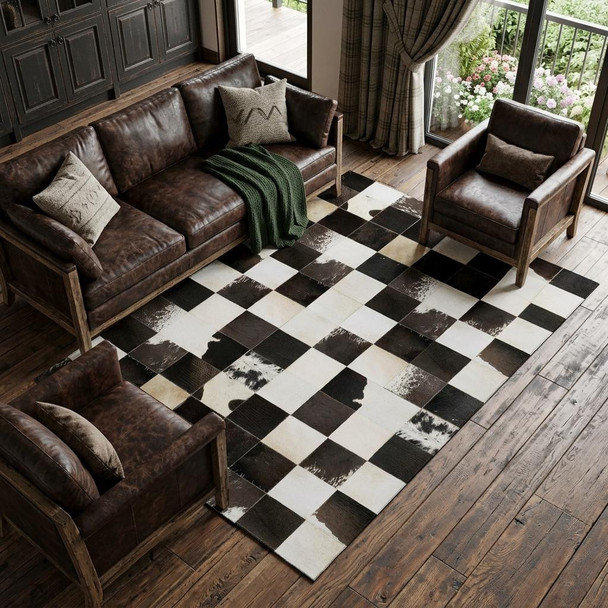 10' X 14' Black Ivory And Beige Patchwork Washable Area Rug With UV Protection