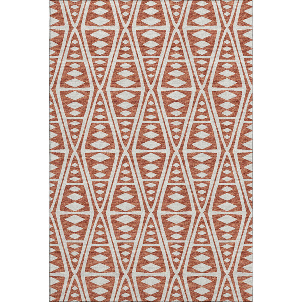 8' X 10' Burnt Sienna And Ivory Tribal Washable Area Rug With UV Protection