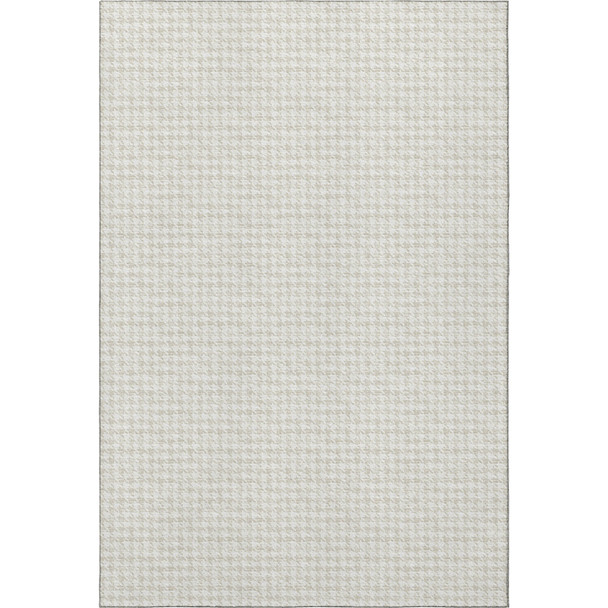9' X 12' Linen And Ivory Houndstooth Washable Area Rug With UV Protection