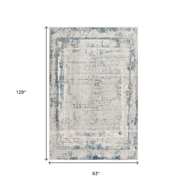 8' X 10' Blue and Ivory Abstract Area Rug