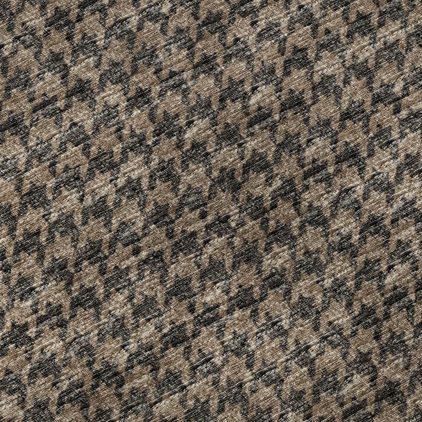 5' X 8' Chocolate And Coffee Houndstooth Washable Area Rug With UV Protection