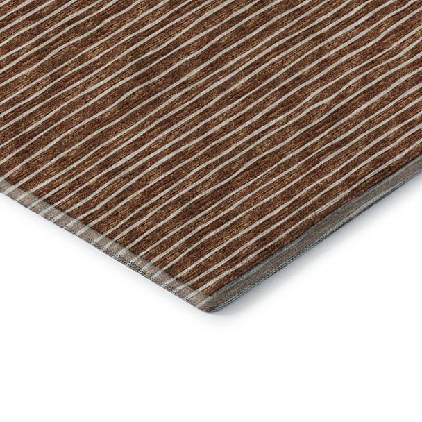 10' X 14' Rust And Ivory Striped Washable Area Rug With UV Protection