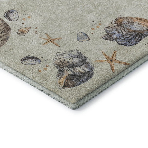 3' X 5' Linen Ivory And Beige Geometric Washable Area Rug With UV Protection