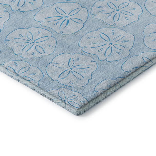 10' X 14' Blue And Ivory Geometric Washable Area Rug With UV Protection