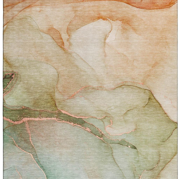 10' X 14' Teal And Ivory Abstract Washable Area Rug With UV Protection
