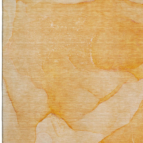 10' X 14' Orange And Ivory Abstract Washable Area Rug With UV Protection