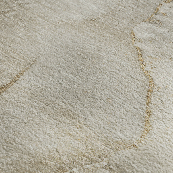 9' X 12' Beige And Ivory Abstract Washable Area Rug With UV Protection
