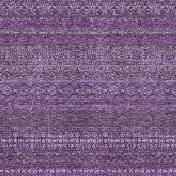 10' X 14' Eggplant And Ivory Striped Washable Area Rug With UV Protection