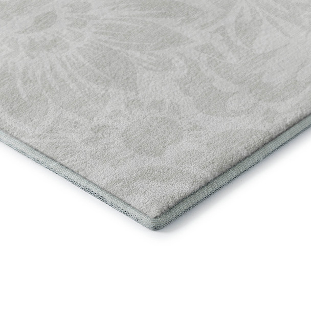 8' X 10' Ivory And Cream Floral Washable Area Rug With UV Protection