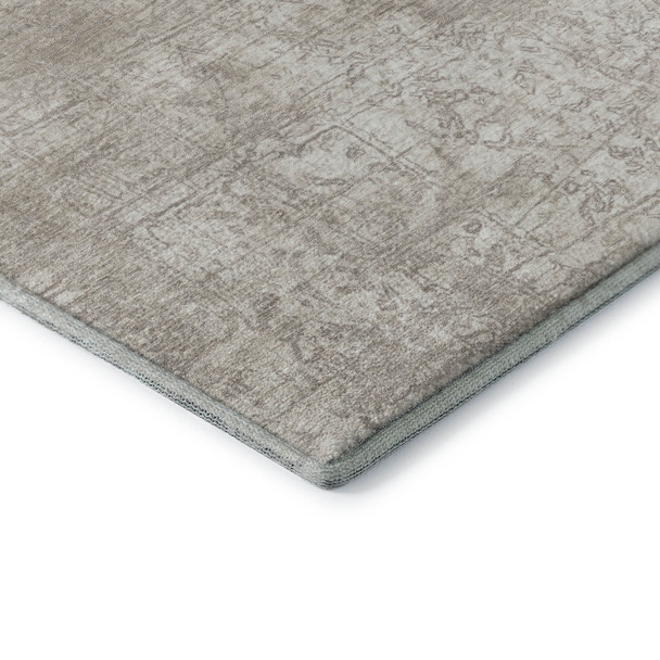 3' X 5' Ivory And Cream Abstract Washable Area Rug With UV Protection