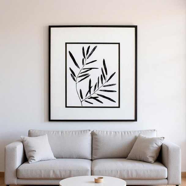 Set Of Two Leaf Imprint Black Framed Wall Art