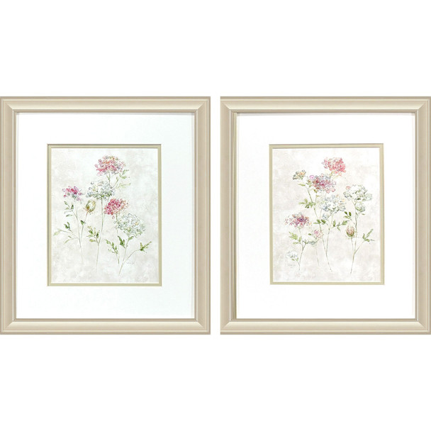 Set Of Two Soft Lace Gold Framed Wall Art