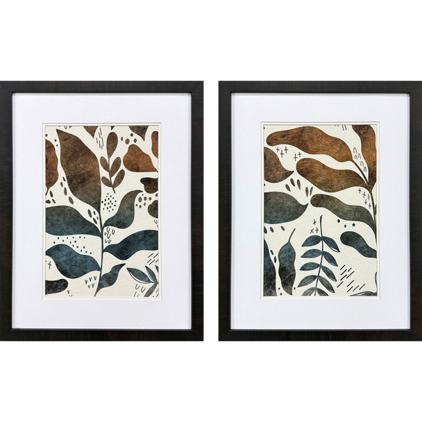Set Of Two Dyed Fall Brown Framed Wall Art
