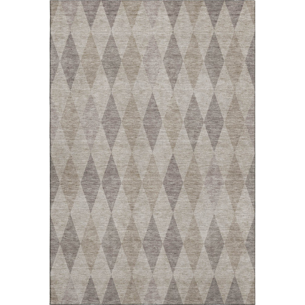 5' X 8' Beige And Gray Geometric Washable Area Rug With UV Protection