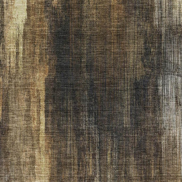 9' X 12' Chocolate Gray And Ivory Abstract Washable Area Rug With UV Protection