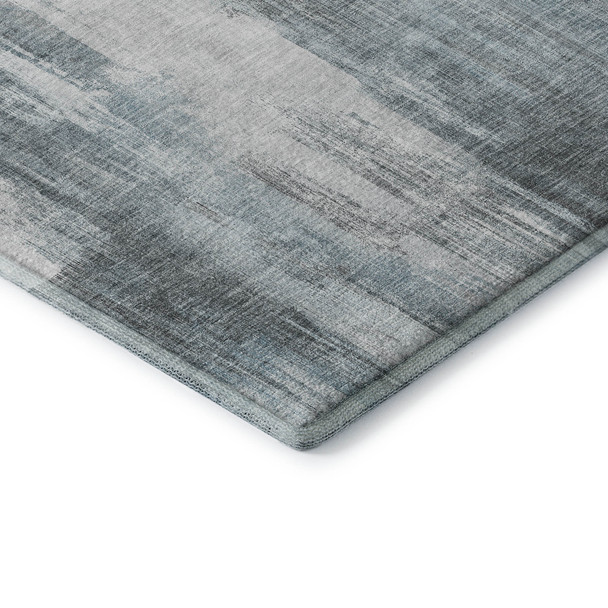 9' X 12' Teal And Ivory Abstract Washable Area Rug With UV Protection