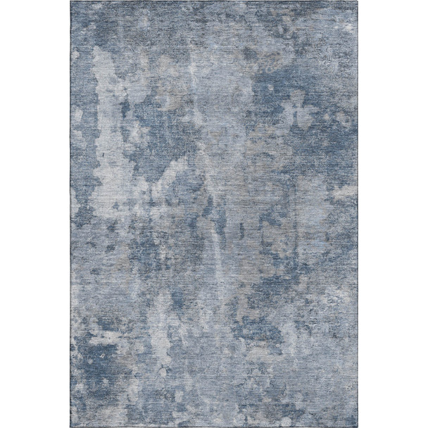 8' X 10' Blue And Ivory Abstract Washable Area Rug With UV Protection