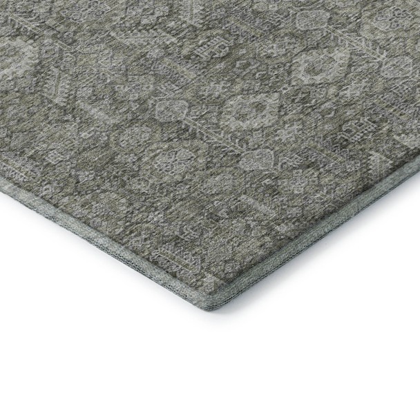 8' X 10' Gray And Ivory Tribal Washable Area Rug With UV Protection