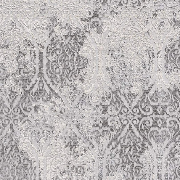 8' X 11' Cream And Gray Tinted Ogee Pattern Area Rug