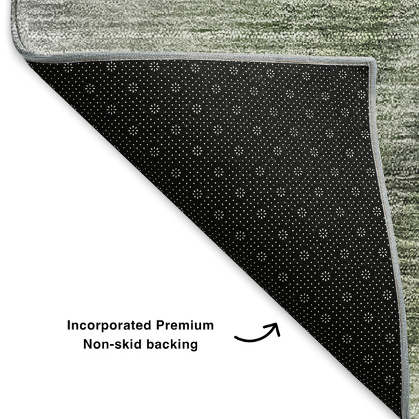 5' X 8' Green Ivory And Gray Ombre Washable Area Rug With UV Protection