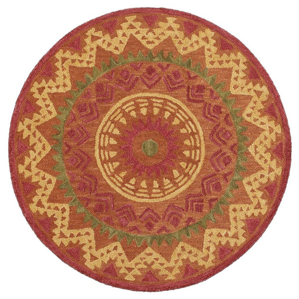 6' Round Orange Decorative Area Rug