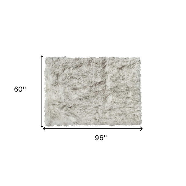 5' X 8' Gray Faux Fur Ombre Flokati Washable Area Rug