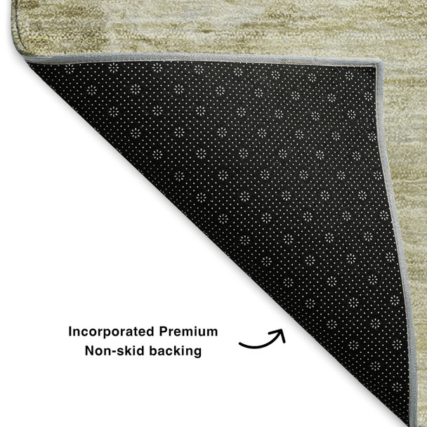 10' X 14' Gold And Ivory Abstract Washable Area Rug With UV Protection