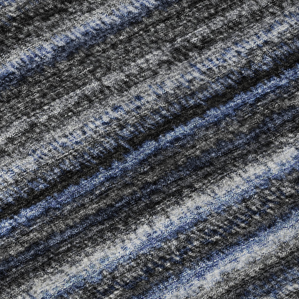 5' X 8' Blue And Gray Striped Washable Area Rug With UV Protection