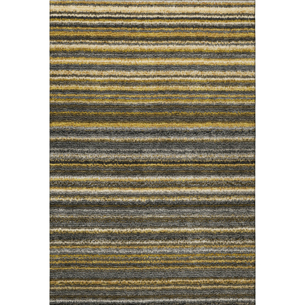 3' X 5' Gold Ivory And Gray Striped Washable Area Rug With UV Protection