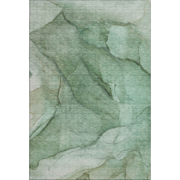 8' X 10' Green And Ivory Abstract Washable Area Rug With UV Protection