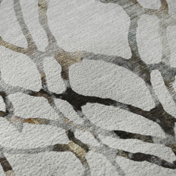 9' X 12' Silver Gray And Brown Abstract Washable Area Rug With UV Protection