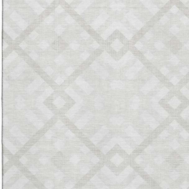 9' X 12' Ivory And Beige Geometric Washable Area Rug With UV Protection