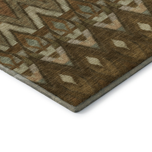 3' X 5' Brown Sage And Beige Southwestern Washable Area Rug With UV Protection