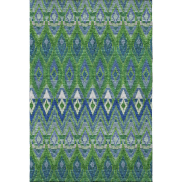 8' X 10' Green Blue And Ivory Southwestern Washable Area Rug With UV Protection