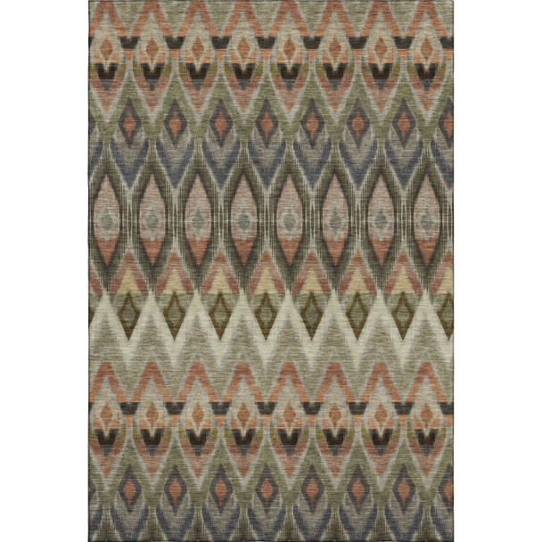 8' X 10' Taupe Olive Green And Beige Southwestern Washable Area Rug With UV Protection