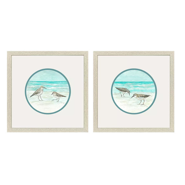 Set Of Two Shoreline Duo Distressed White Framed Wall Art