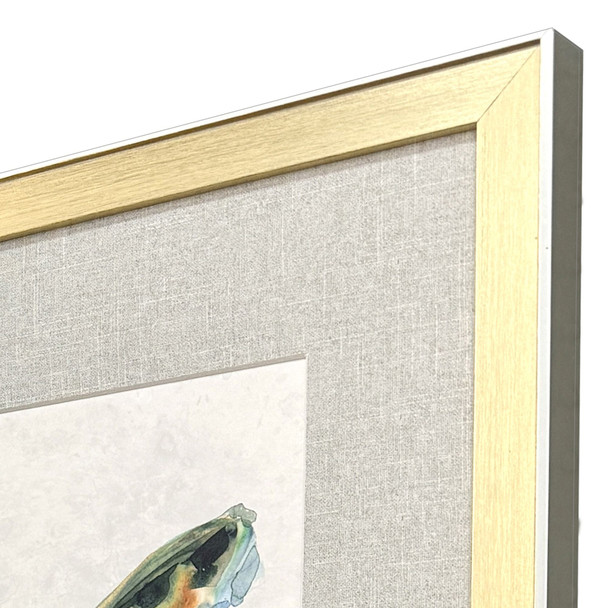 Set Of Two Watery Butterfly Gold Framed Wall Art