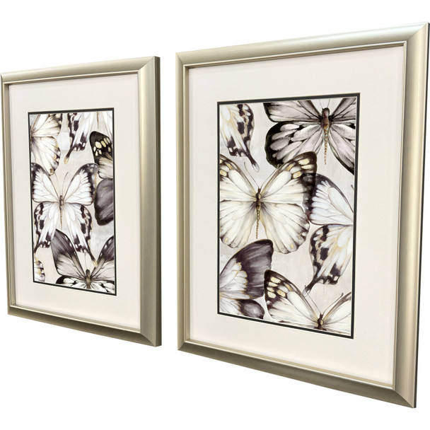 Set Of Two Butterfly Cluster Gold Framed Wall Art