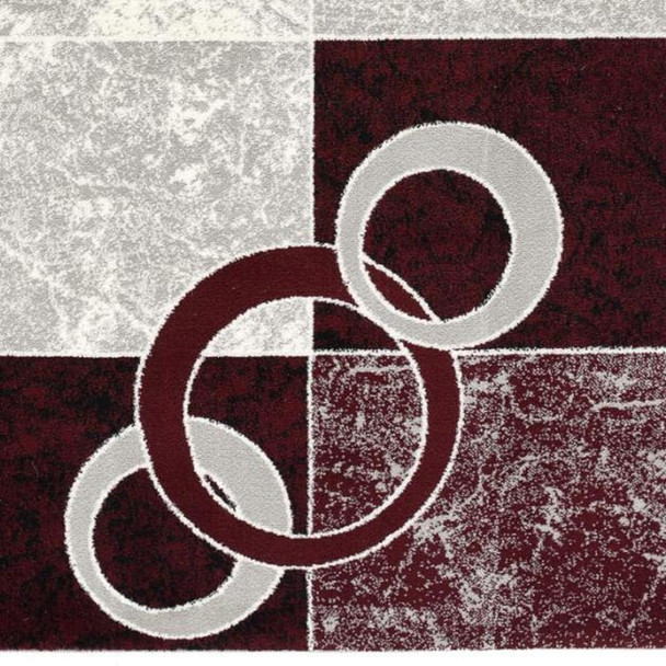 3' X 5' Red Abstract Power Loom Area Rug
