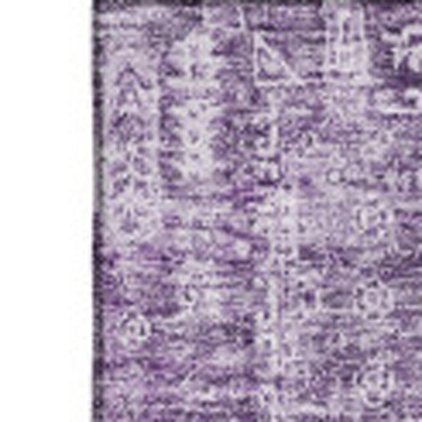 3' X 5' Purple And Ivory Floral Washable Area Rug With UV Protection