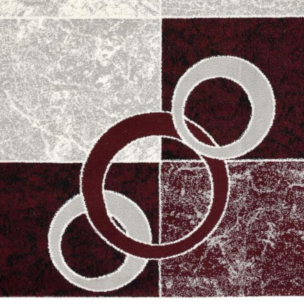 8' X 10' Red Abstract Dhurrie Area Rug