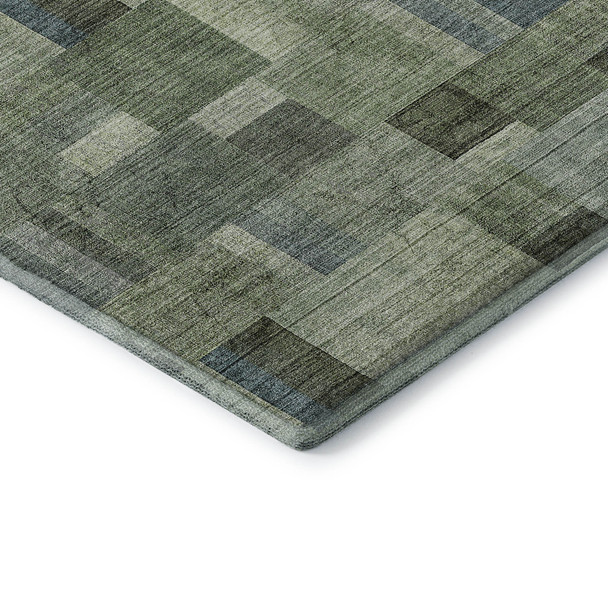 3' X 5' Green Blue And Gray Geometric Washable Area Rug With UV Protection