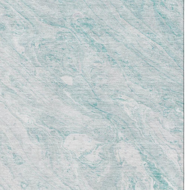 9' X 12' Teal And Ivory Abstract Washable Area Rug With UV Protection