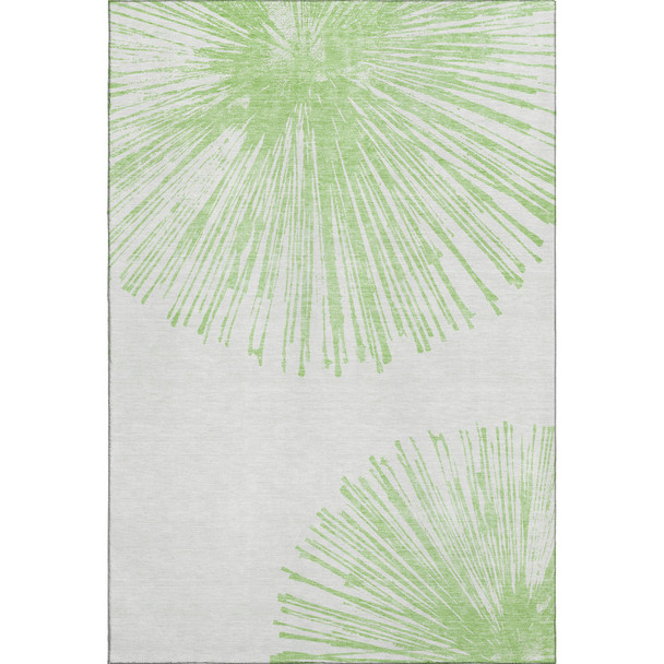 9' X 12' Artichoke Green And Ivory Abstract Washable Area Rug With UV Protection