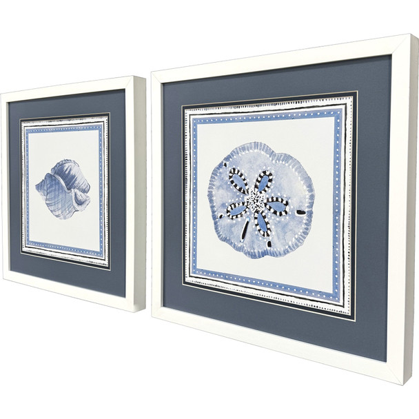 Set Of Two Seaside Blues I White Framed Wall Art