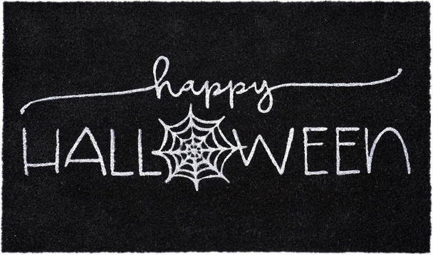 17" X 29" Black And White Halloween Halloween Happy Halloween Outdoor Coir Door Mat
