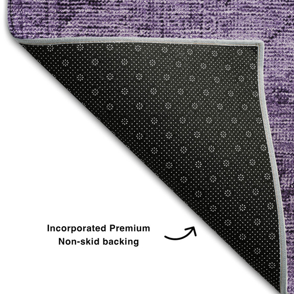 3' X 5' Purple And Ivory Oriental Washable Area Rug With UV Protection