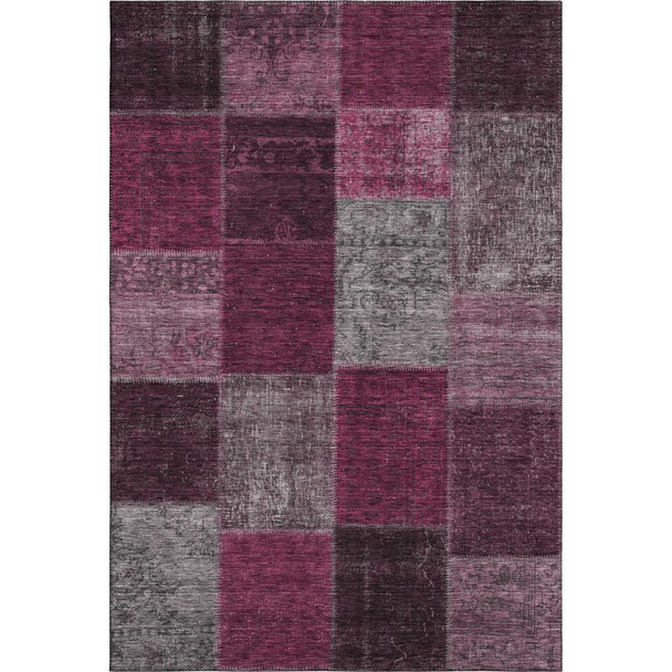 8' X 10' Merlot Gray And Burgundy Patchwork Washable Area Rug With UV Protection
