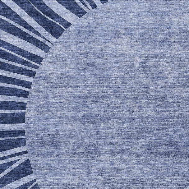 3' X 5' Navy Blue And Ivory Abstract Washable Area Rug With UV Protection