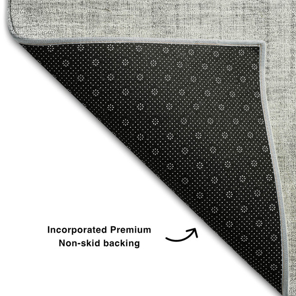 3' X 5' Gray And Silver Geometric Washable Area Rug With UV Protection